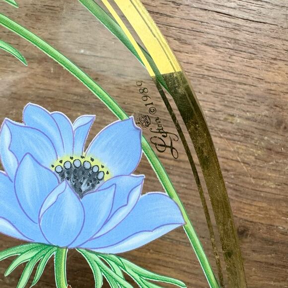 Lefton Japan 1989 To Grandma with Love Clear Floral Gold Accent Display‎ Plate - Picture 6 of 7